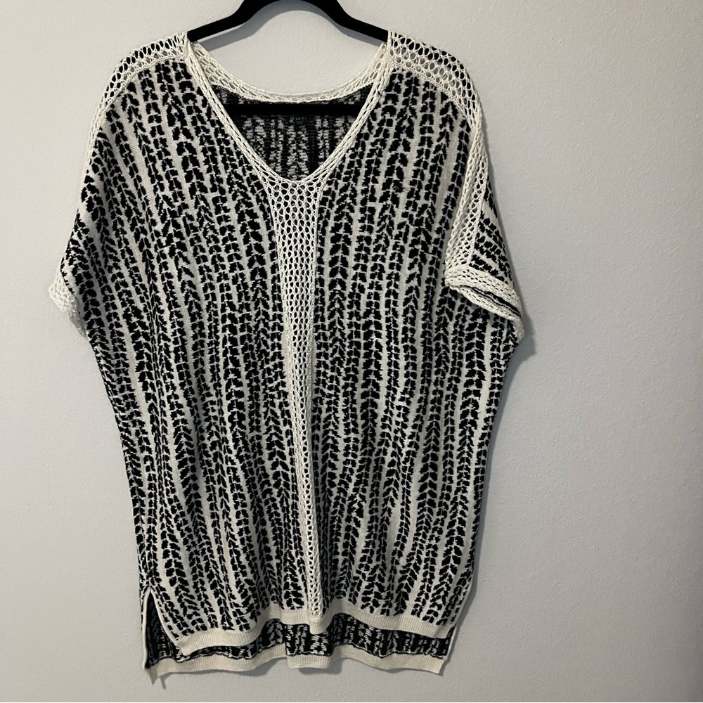 C Wonder Women’s V-Neck Cap Sleeve High Low Linen Blend Tunic oversized Top XS/S - Picture 2 of 5